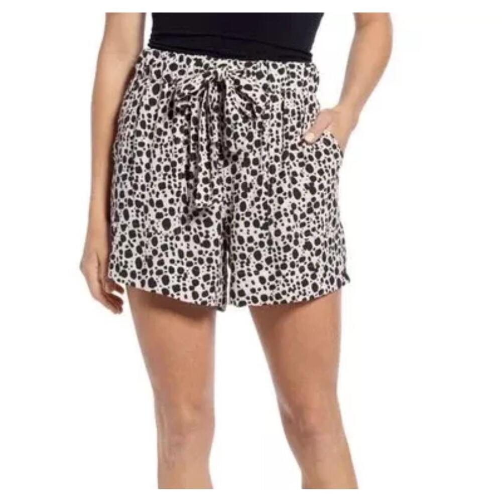 Sanctuary Black and White Printed Tie-Waist Shorts